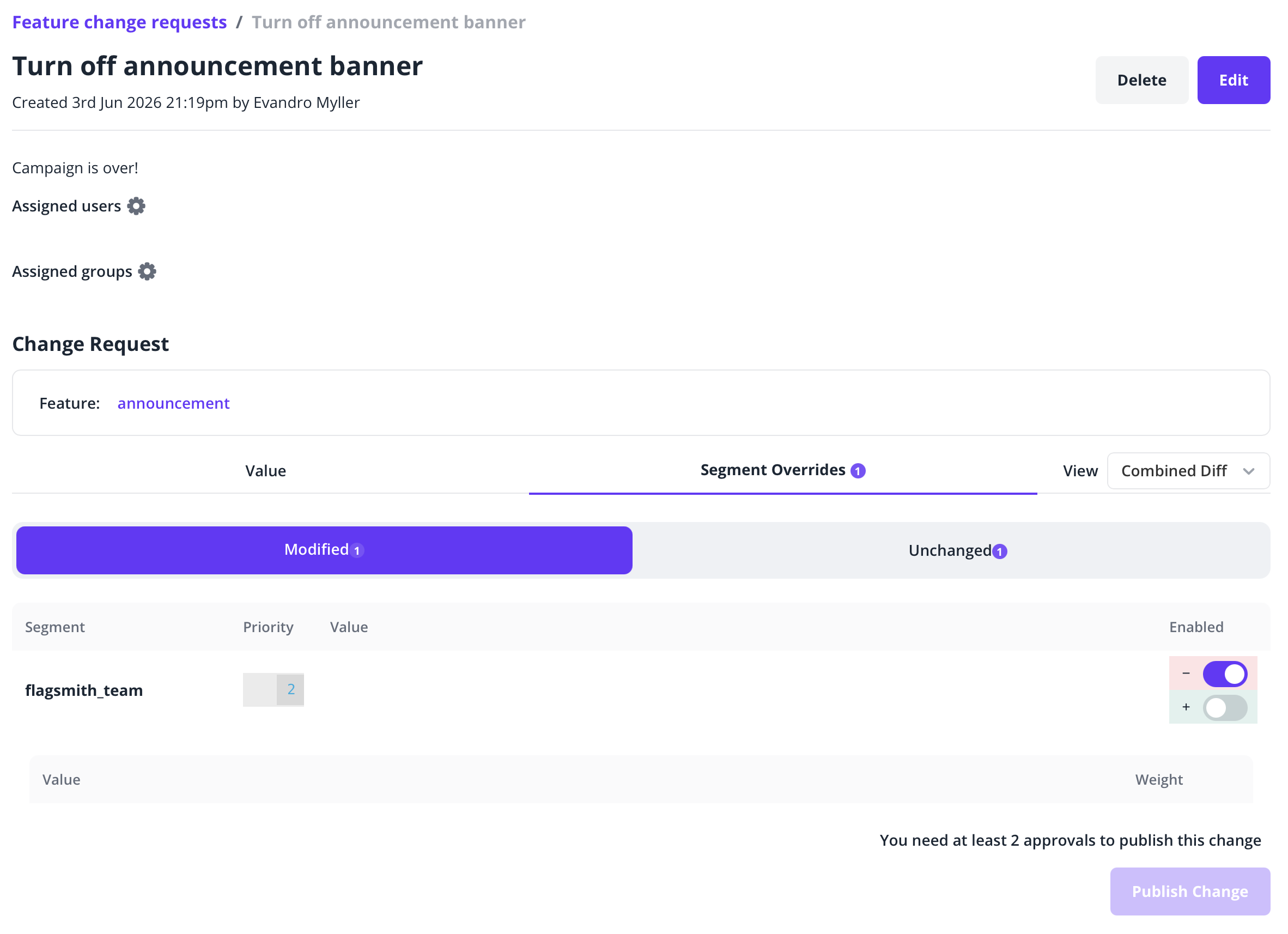 A Feature Change Request